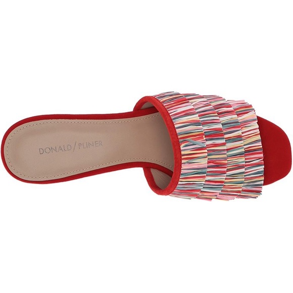 NWT Donald Pliner Women's REISE Slide Sandal Raffia Red Multi Low Block Heel 7.5 - Picture 3 of 6